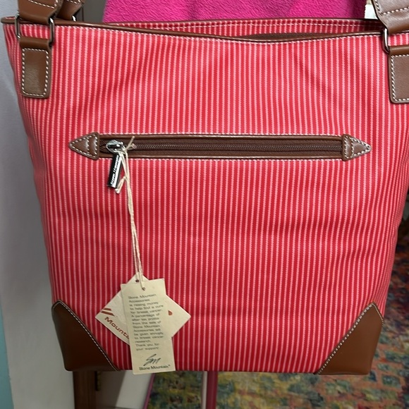 Stone Mountain shoulder bag NWT vinyl coated canvas vegan leather trim Red - Picture 3 of 16